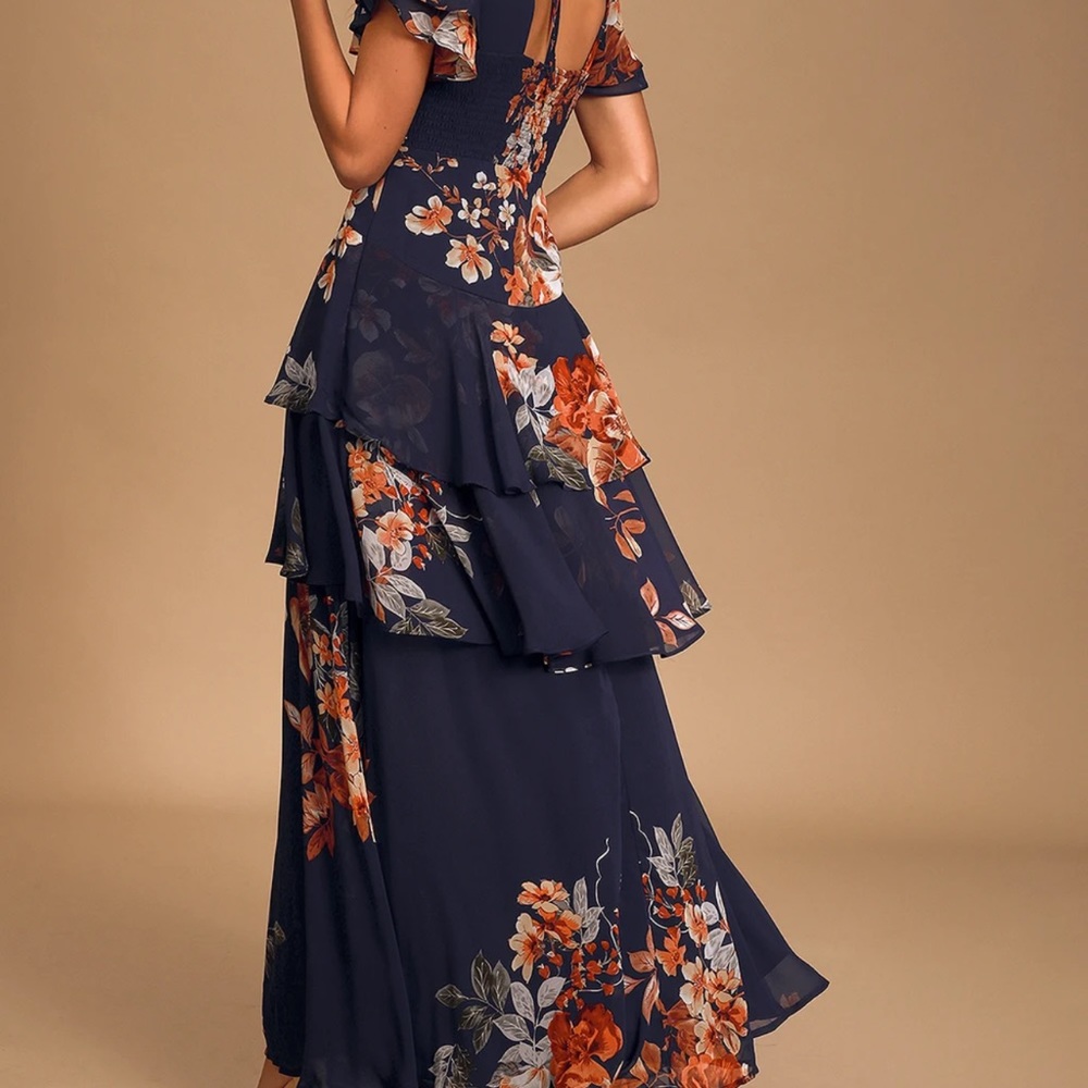 Navy floral maxi dress